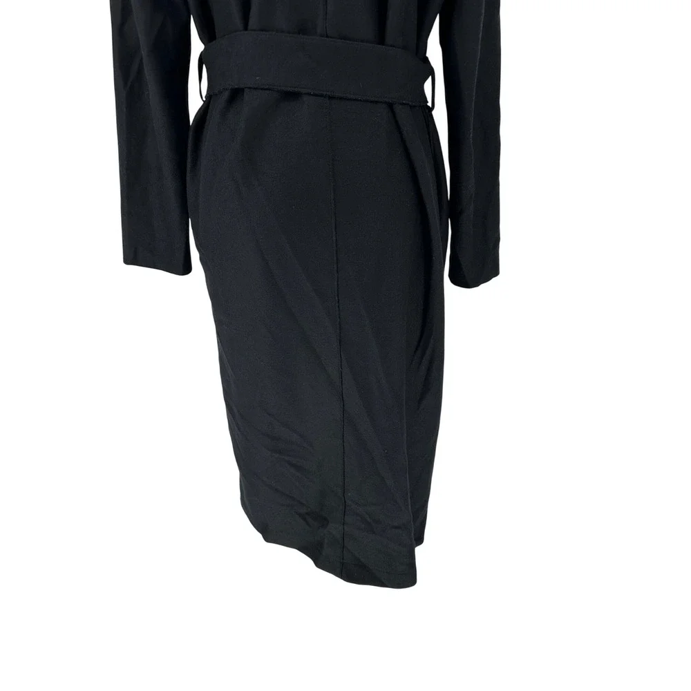 Harris Wharf‎ London Belted Wrap Coat 100% Virgin Wool IT 42 Black Minimalist